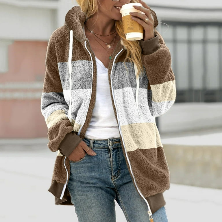 Ropa De Invierno Para Mujer Winter Coats For Women Long Sleeve Shaggy Jackets Thicken Fluffy Coat Outwear Sherpa Hoodie Oversized Fleece Coats Abrigo