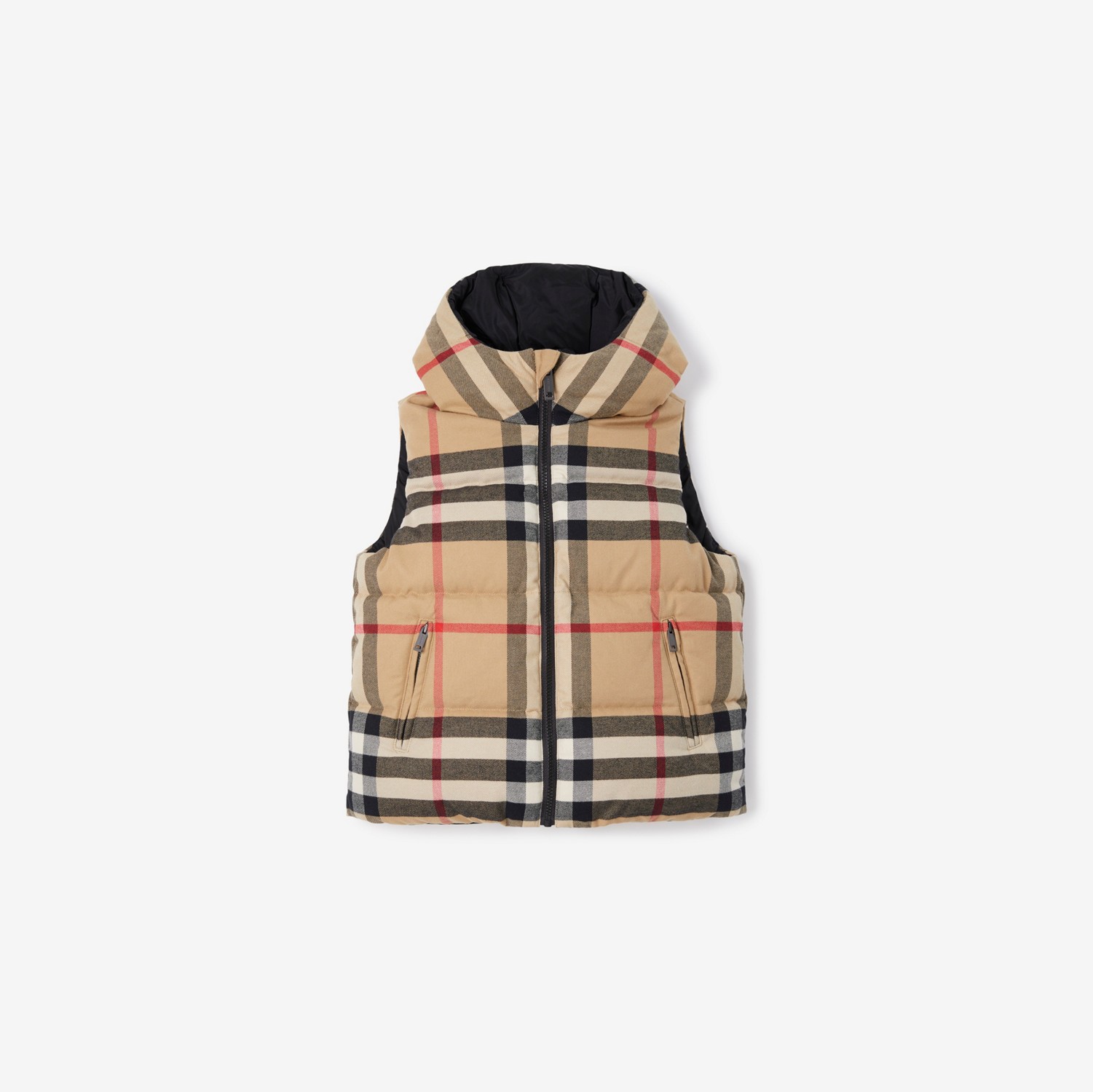 Reversible Check Puffer Gilet in Archive beige Burberry Official