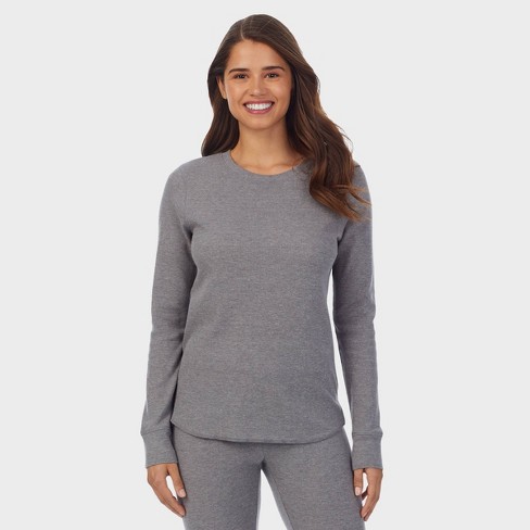 Warm Essentials By Cuddl Duds Women s Waffle Thermal Crewneck