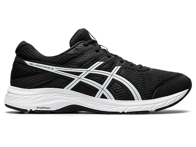 Men s GEL CONTEND 6 Black White Running Shoes ASICS